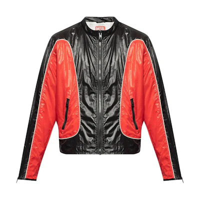 Diesel FW24 Red Black Colorblock Pilot Zip-Up Jacket A14410ONKBK-RED