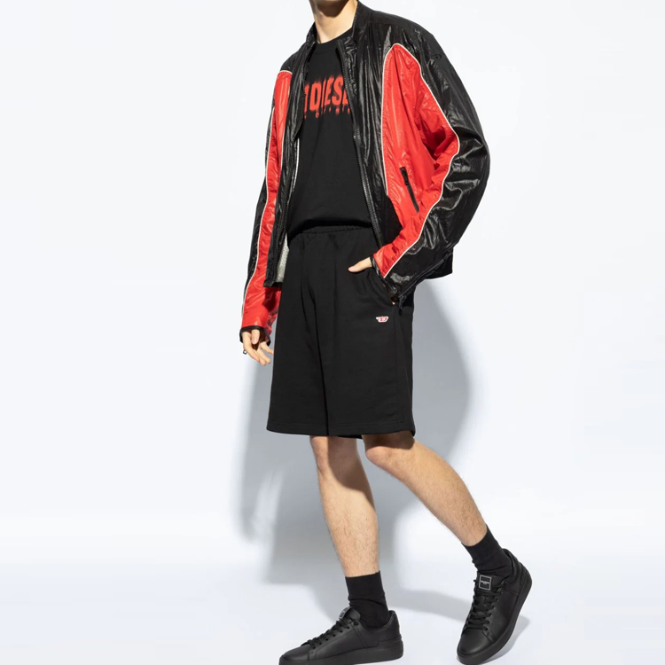 Shop Diesel FW24 紅黑撞色飛行員拉鍊夾克 A14410ONKBK-RED