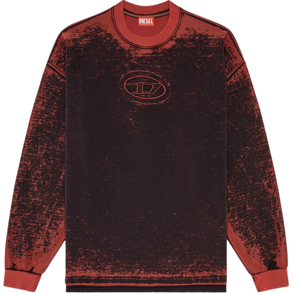 Diesel FW24 Red Crewneck Oversized Long-Sleeve Sweatshirt for Men A149710NMAZ-44RA