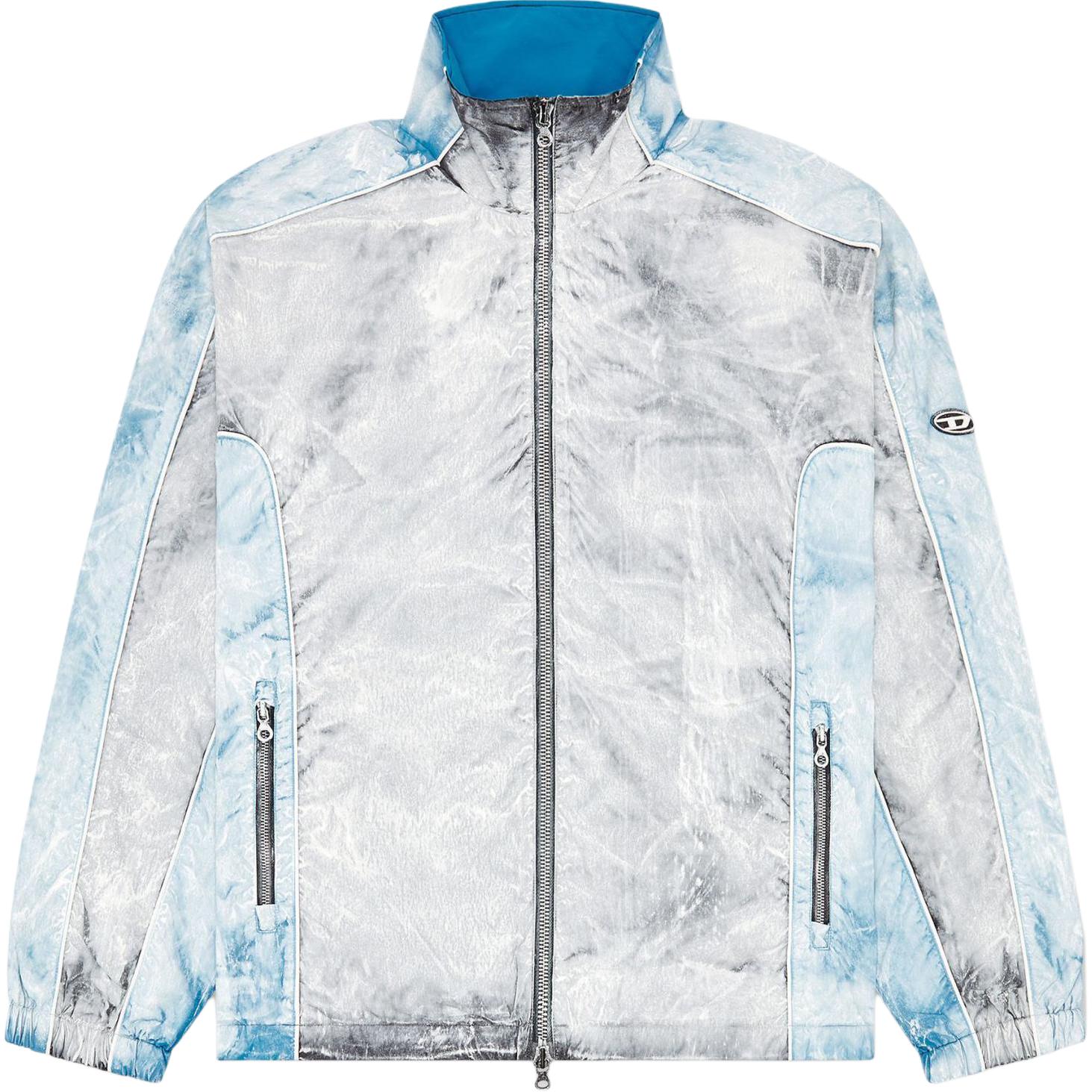 Diesel FW24 Relaxed High-Neck Jacket - Light Blue Colorblock Design A141380CHBQ-8CR