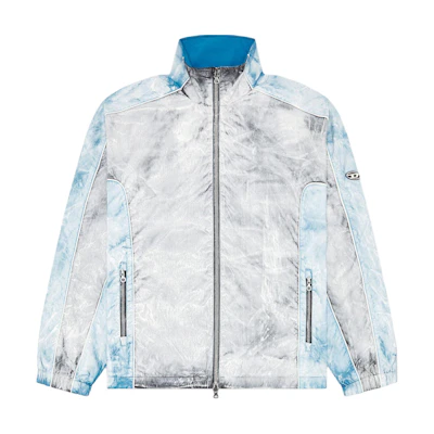 Diesel FW24 Relaxed High-Neck Jacket - Light Blue Colorblock Design A141380CHBQ-8CR