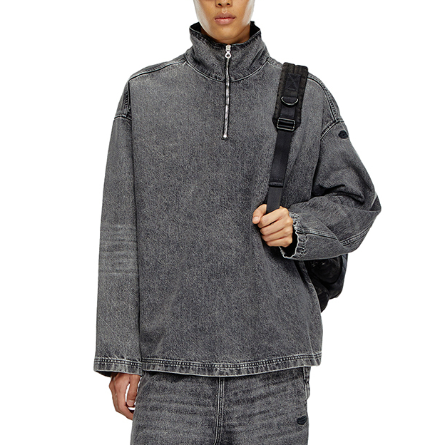 Lookbook DIESEL FW24 Pullover Lengan Panjang Lelaki Kelabu Sweatshirt Comfort Simple A1424509K24-02