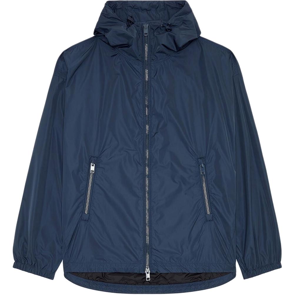 Order DIESEL FW24 男士海軍藍純色拉鍊寬鬆連帽外套。 A125920IMAY-81E
