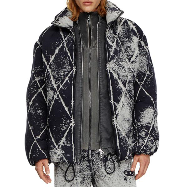 Shop 디젤 FW24 유니섹스 블랙 루즈핏 집업 긴팔 코튼 재킷 코트. A145110SKAB-9XX