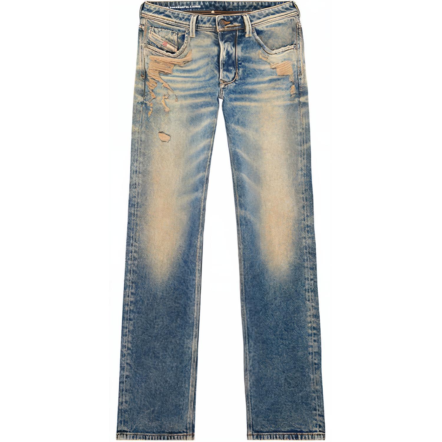 DIESEL FW24 Vintage Mid-Rise Straight-Leg Jeans Men’s Blue 00C06P09K32-01