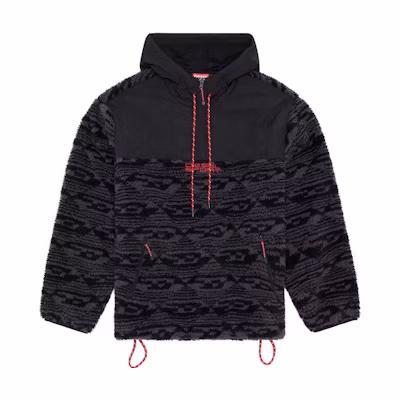 Diesel Geometric Pattern Loose Fit Hoodie Black Long Sleeve Sweater A112950QFAL-900