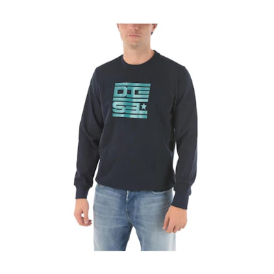 Diesel Geometric Pattern Pullover Sweatshirt Navy Blue Long Sleeve A007930HAYT86V