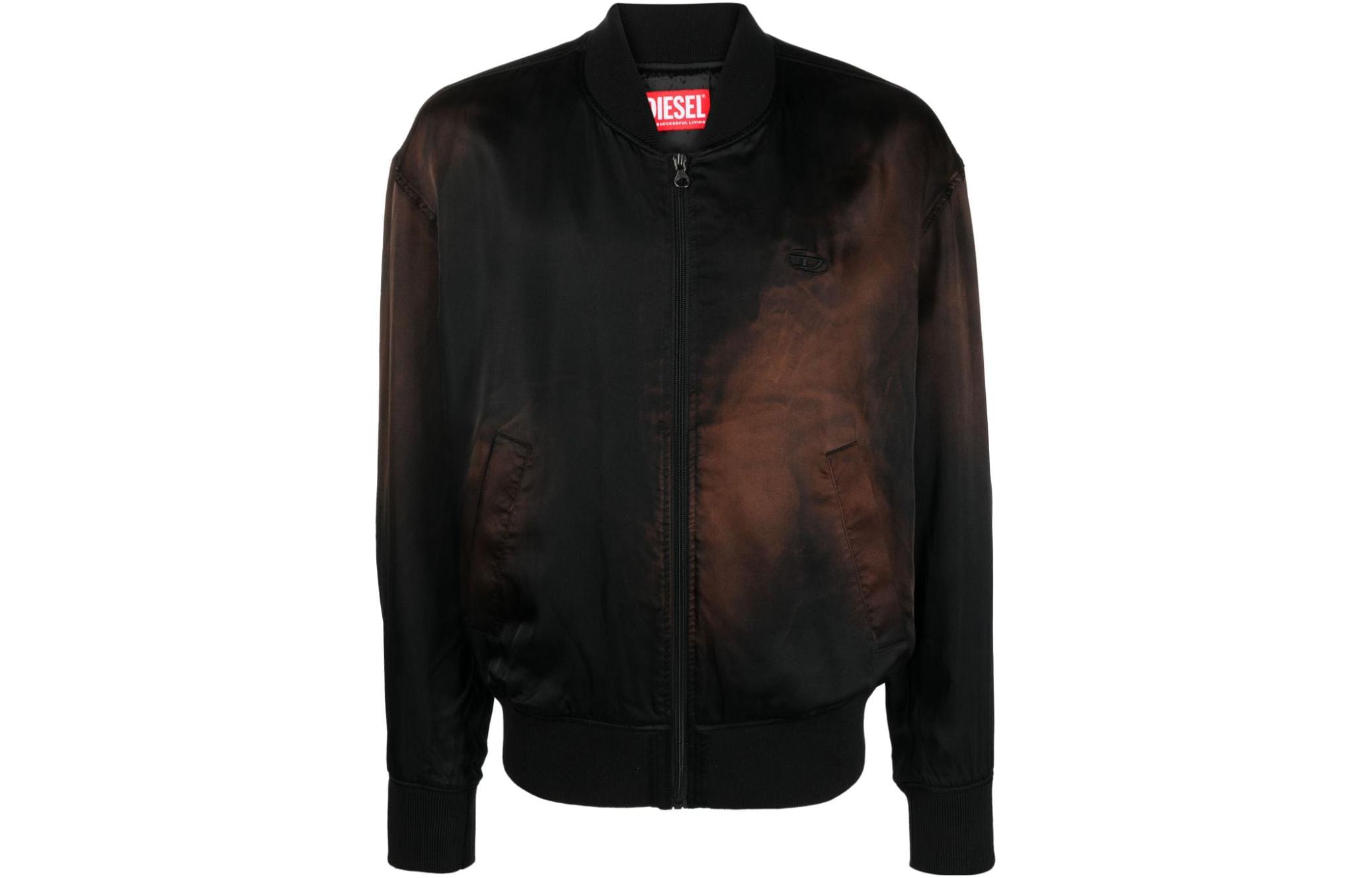 Order Diesel 漸層緞面拉鍊落肩外套 黑色 A114970BIAY-9XX