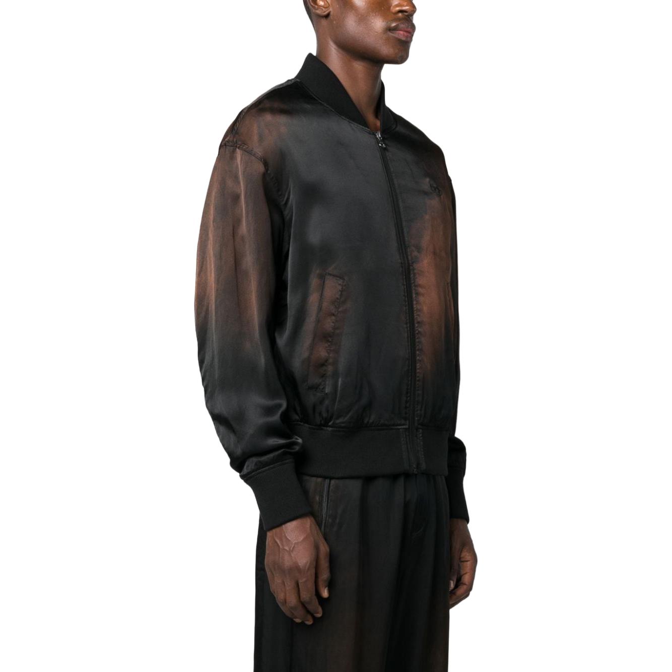 Lookbook Diesel 漸層緞面拉鍊落肩外套 黑色 A114970BIAY-9XX