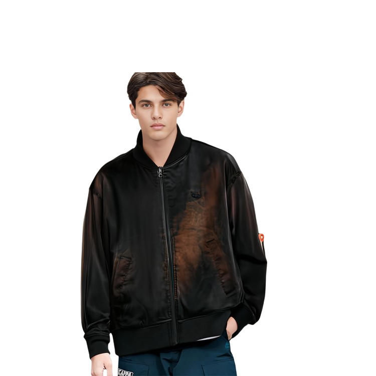 Details for Diesel 漸層緞面拉鍊落肩外套 黑色 A114970BIAY-9XX