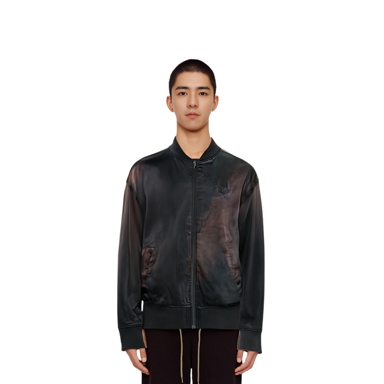 Sizing Diesel 漸層緞面拉鍊落肩外套 黑色 A114970BIAY-9XX