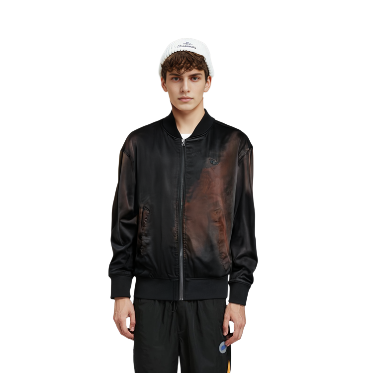 Cheap Diesel 漸層緞面拉鍊落肩外套 黑色 A114970BIAY-9XX