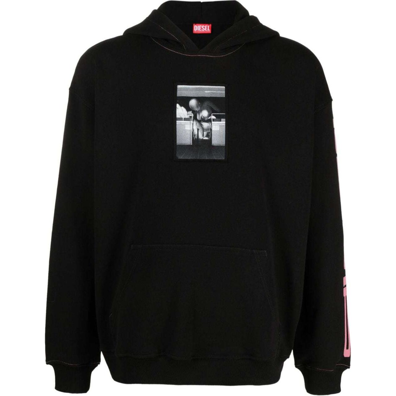 Diesel Graphic Print Black Hoodie Long-Sleeve Pullover Sweatshirt A122830IEAX-9XX