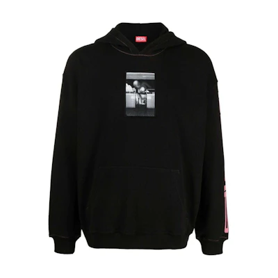 Diesel Graphic Print Black Hoodie Long-Sleeve Pullover Sweatshirt A122830IEAX-9XX