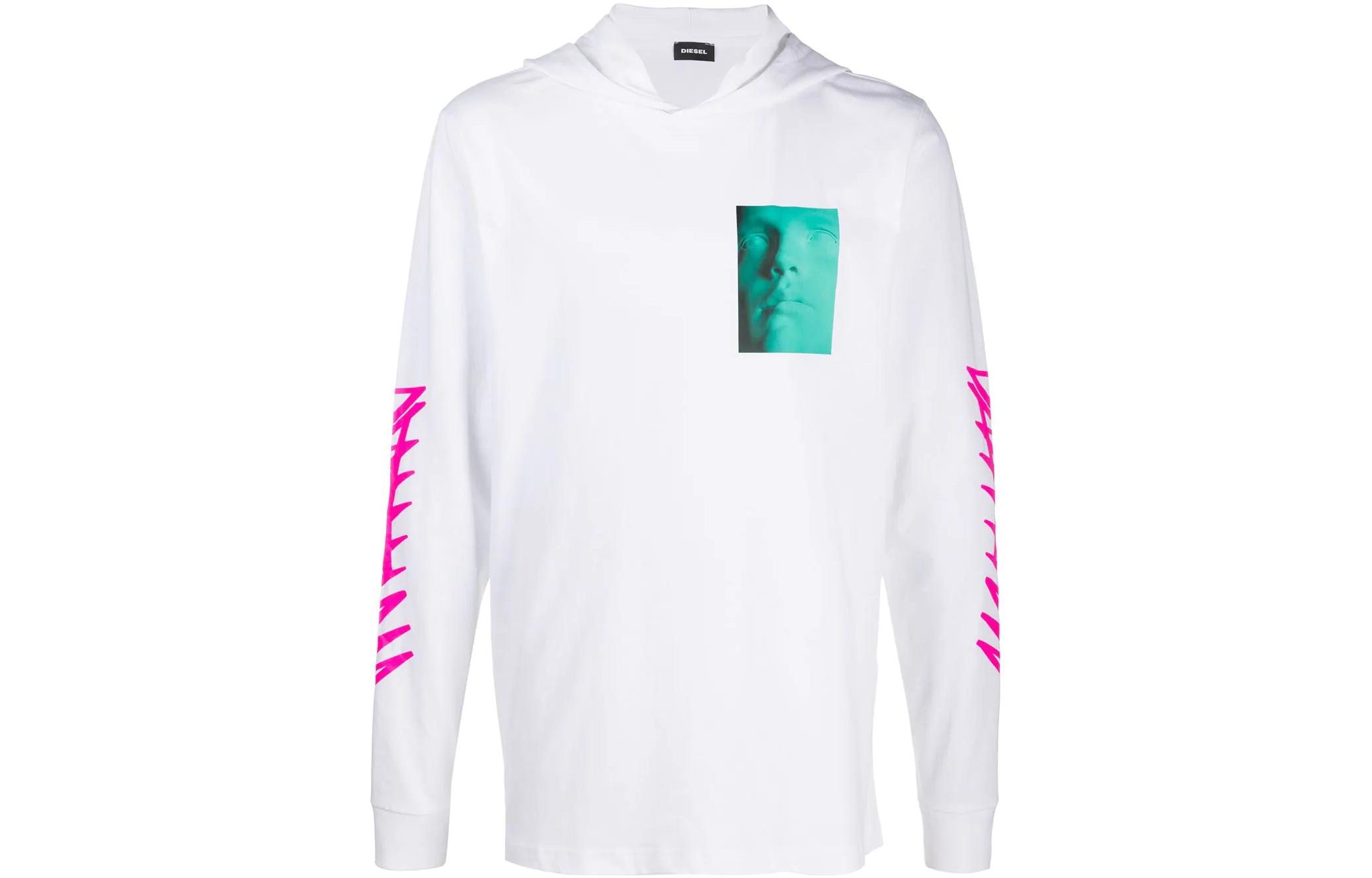 Diesel Graphic Print Casual Pullover Hoodie White A003380TAXK100