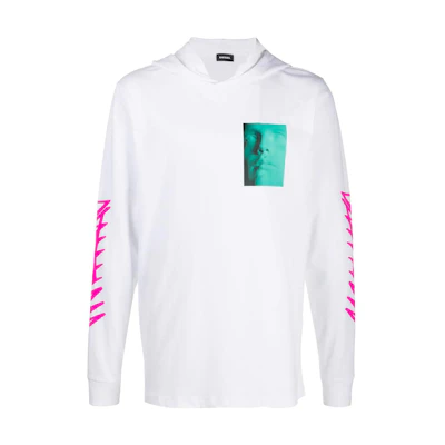 Diesel Graphic Print Casual Pullover Hoodie White A003380TAXK100