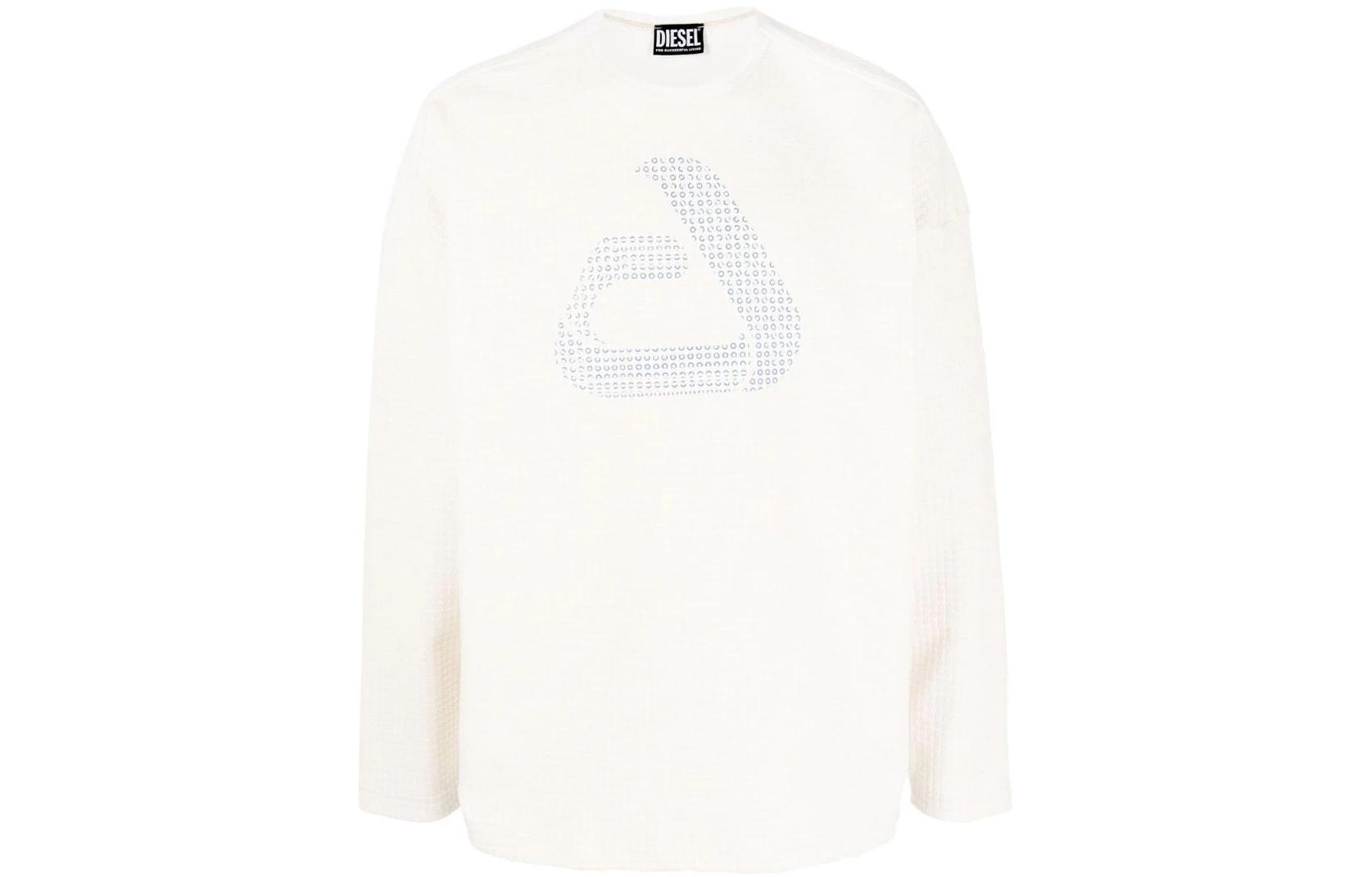 Diesel Graphic Print Crewneck Long Sleeve Sweatshirt Men’s Off-White A054080TCAJ141