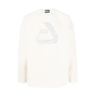 Diesel Graphic Print Crewneck Long Sleeve Sweatshirt Men’s Off-White A054080TCAJ141
