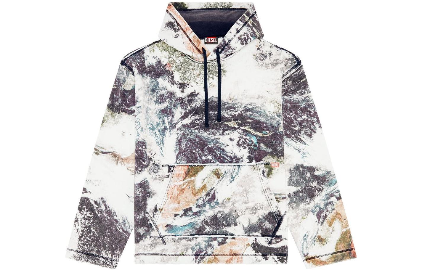 Diesel Graphic Print Hoodie Long Sleeve White A114880AMDP