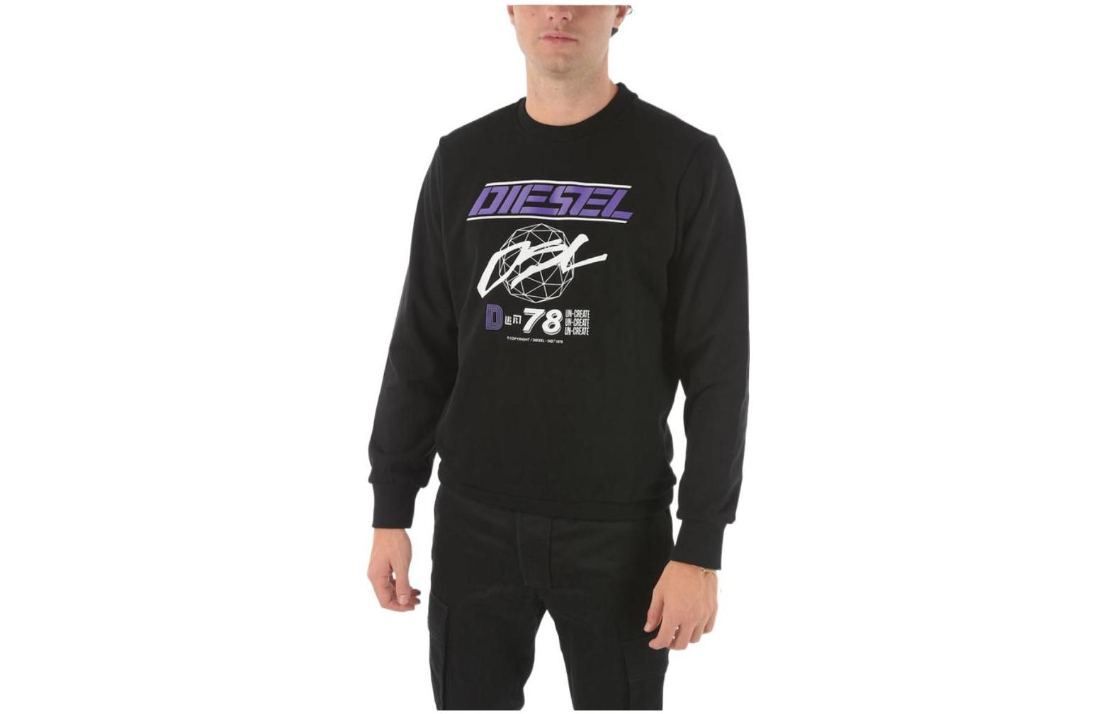 Diesel Graphic Print Long-Sleeve Pullover Sweatshirt Black A003360HAYT9XX