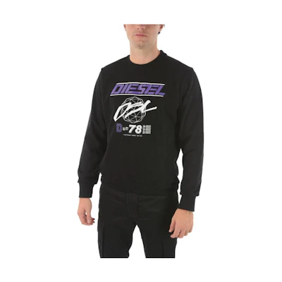 Diesel Graphic Print Long-Sleeve Pullover Sweatshirt Black A003360HAYT9XX