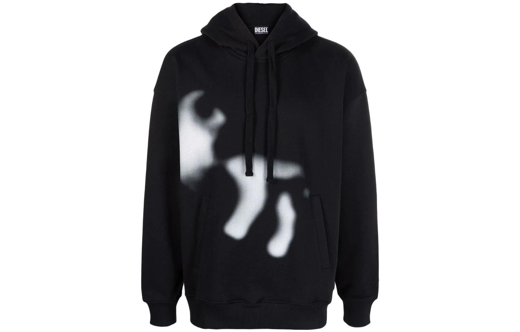 Diesel Graphic Print Pullover Hoodie Black A038080IEAX9XX