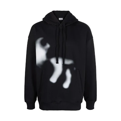 Diesel Graphic Print Pullover Hoodie Black A038080IEAX9XX