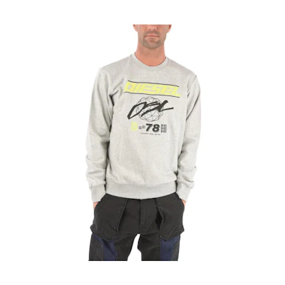 Diesel Graphic Printed Pullover Long Sleeve Sweatshirt Men Grey A003360HAYT9CB