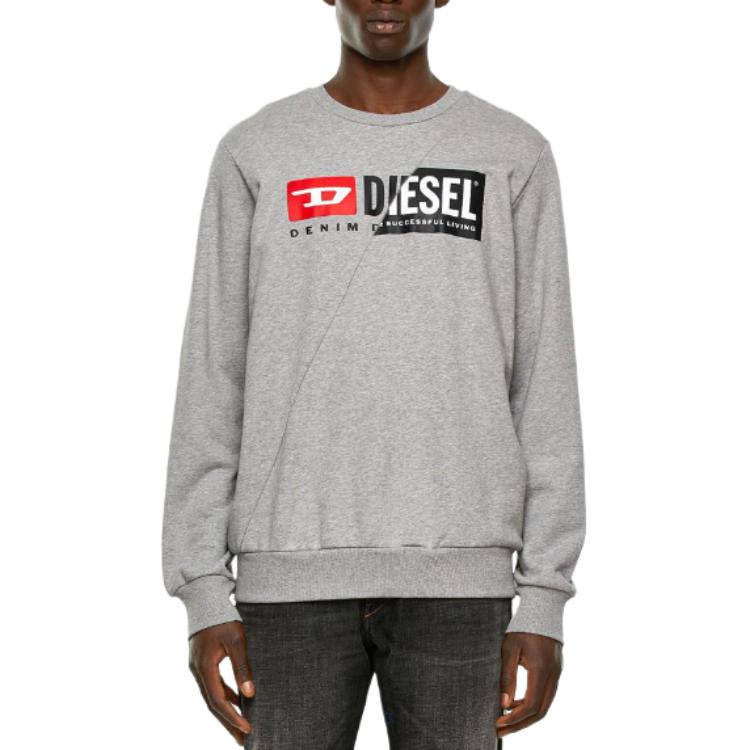 Diesel Gray Crewneck Sweatshirt with Letter Print Design A003490IAJH-912