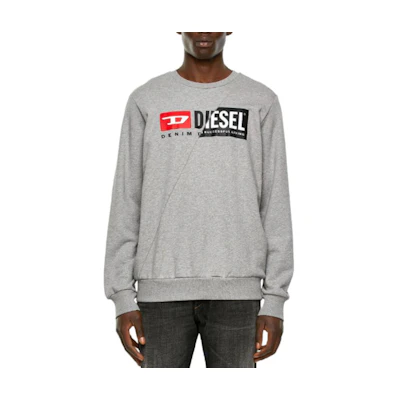 Diesel Gray Crewneck Sweatshirt with Letter Print Design A003490IAJH-912