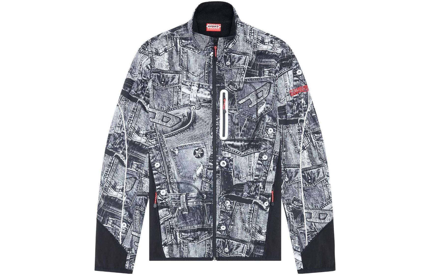 Diesel Gray Denim Print Zip-Up Track Jacket A106610HIAN