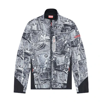 Diesel Gray Denim Print Zip-Up Track Jacket A106610HIAN