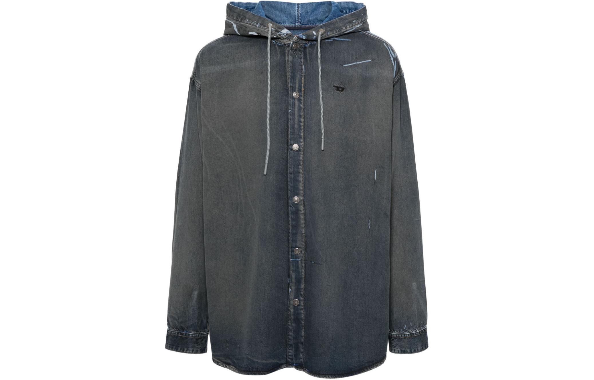 Diesel Gray Hooded Single-Breasted Loose-Fit Jacket A13016068KM-01