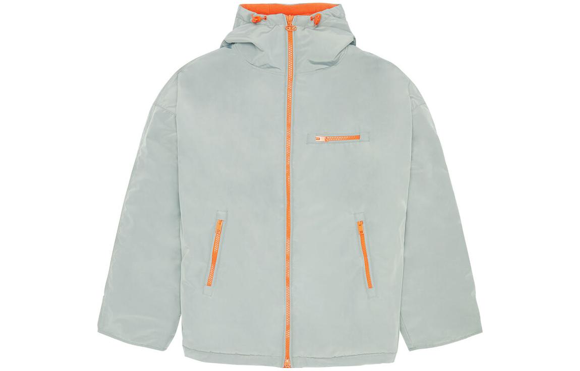 Diesel Gray Hoodie Jacket with Contrast Trim and Logo Print A073200SGAF-9BI