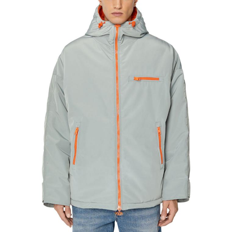 Lookbook Diesel 灰色連帽外套對比飾邊與標誌印花 A073200SGAF-9BI