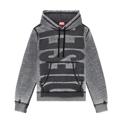 Diesel Gray Hoodie with Letter Print Long Sleeve Design A104310IJAT-900