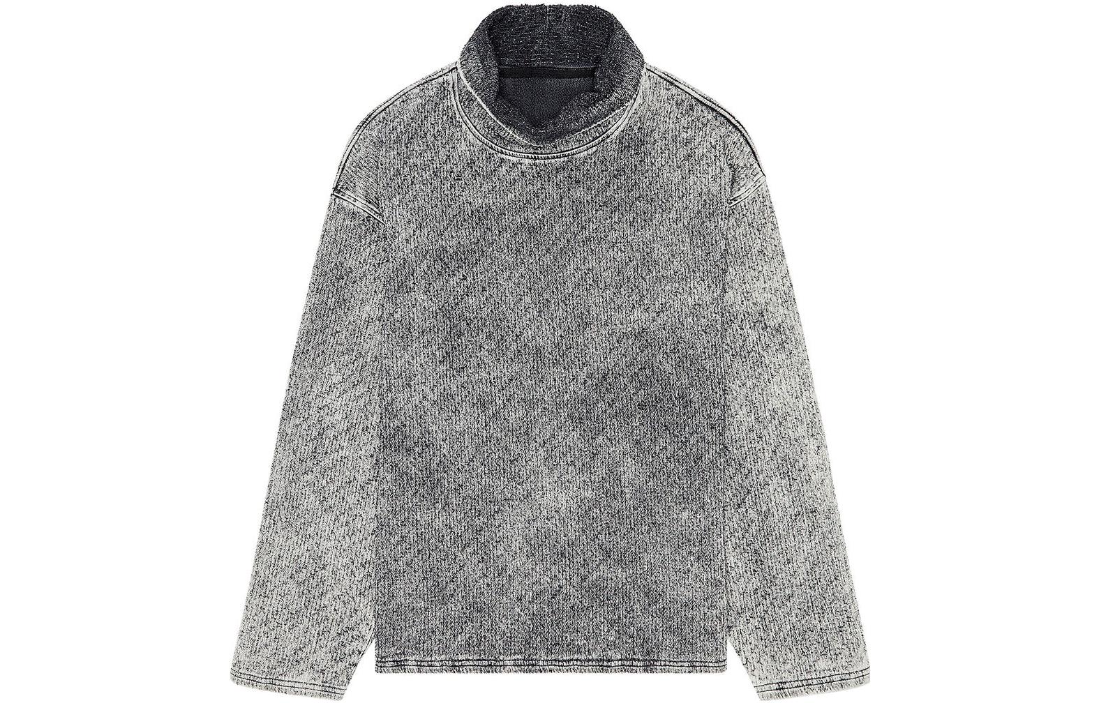 Diesel Gray Oversized Crewneck Sweatshirt with Stand Collar A1180309I40-02