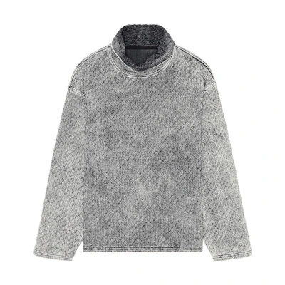 Diesel Gray Oversized Crewneck Sweatshirt with Stand Collar A1180309I40-02