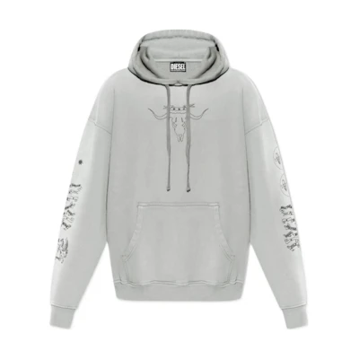 Diesel Gray Pullover Hoodie with Long Sleeves SUMMERE60TCAH-9CR