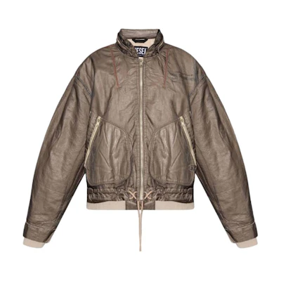 Diesel Green Colorblock Zip-Up Jacket with Stand Collar and Drop Shoulders A035350LCAW-5BS