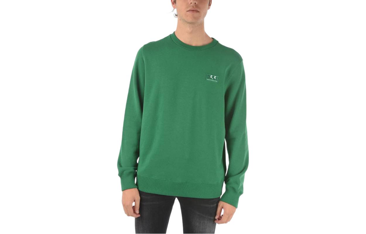 Diesel Green Crewneck Pullover Sweatshirt with Logo Patch for Men A023100GRAH547