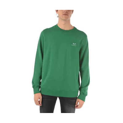 Diesel Green Crewneck Pullover Sweatshirt with Logo Patch for Men A023100GRAH547