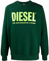 Diesel Green Crewneck Sweatshirt with Front Letter Print 00SWFH0BAWT5IR Diesel Green Crewneck Sweatshirt with Front Letter Print 00SWFH0BAWT5IR