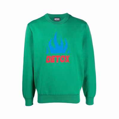 Diesel Green Logo Slogan Print Crewneck Long Sleeve Sweatshirt A028590JCAV547