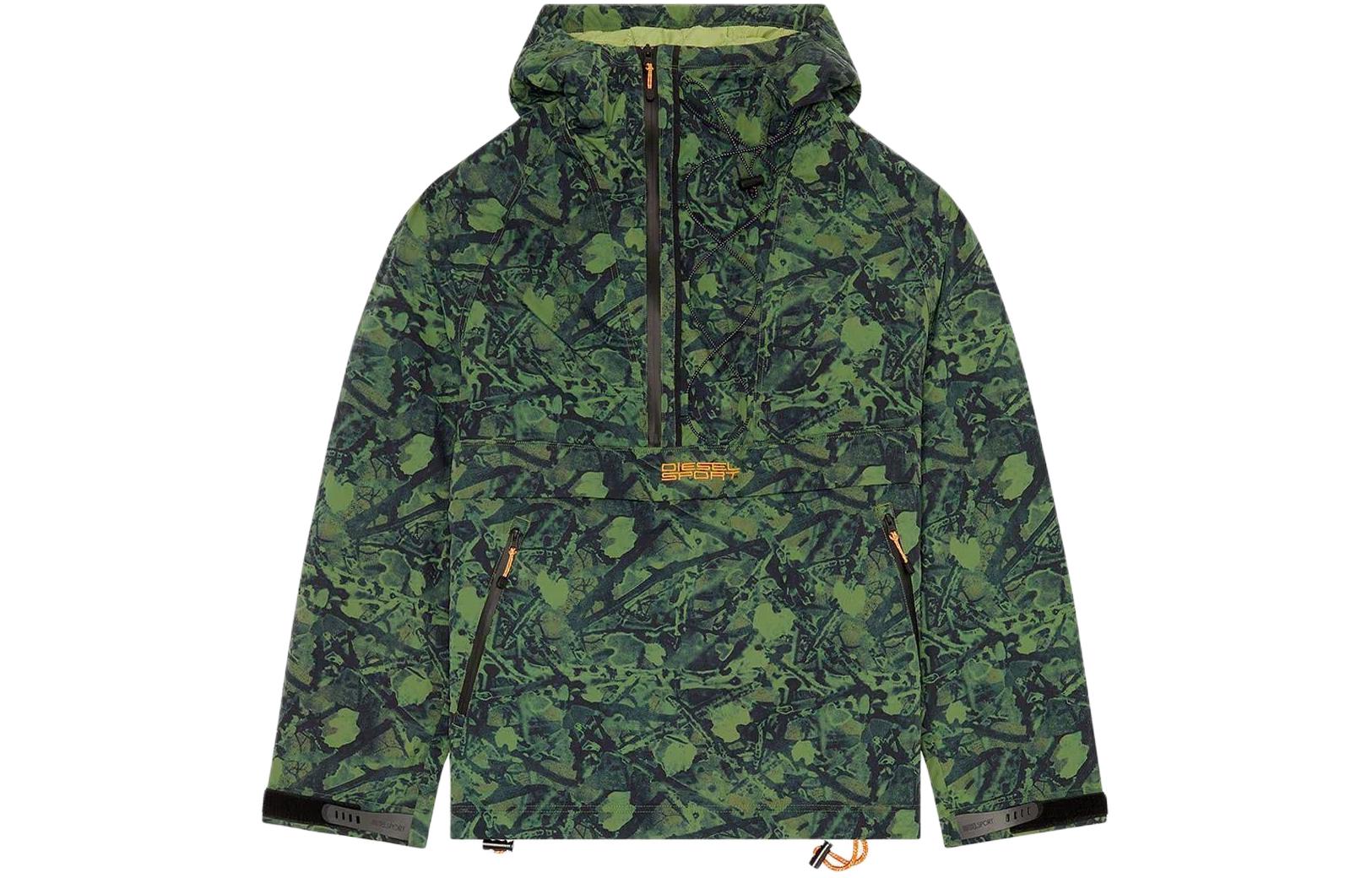 Order Diesel Green Pattern Print Hoodie Long Sleeve Jacket A113540BLAS-5KJ