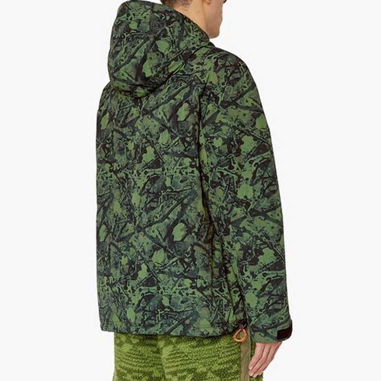 Shop Diesel Green Pattern Print Hoodie Long Sleeve Jacket A113540BLAS-5KJ