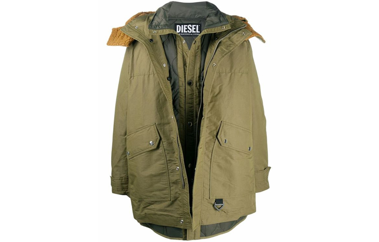 Diesel Green Solid Zip-Up Hoodie Jacket A00529-0LAZT51F