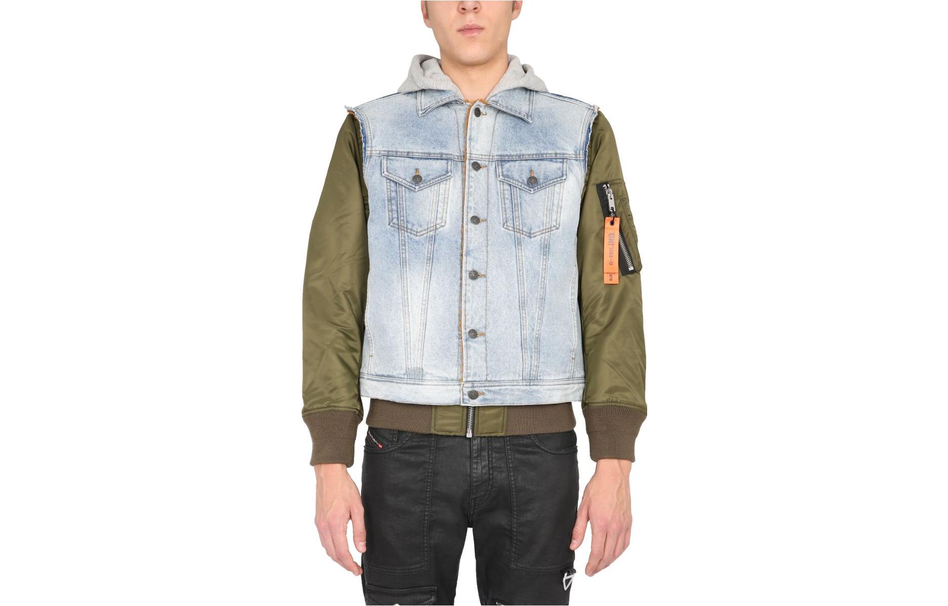 Diesel Green Two-in-One Contrast Hoodie Jacket A006390IAZL51F