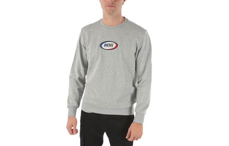 Diesel Grey Crewneck Pullover Sweatshirt with Front Print A010740TAZM9CB