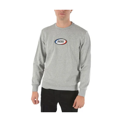 Diesel Grey Crewneck Pullover Sweatshirt with Front Print A010740TAZM9CB